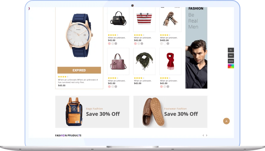 Example d'interface : une Boutique en ligne de mode et vêtements
